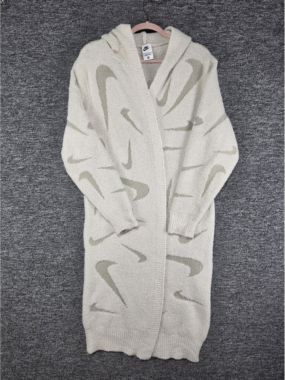 Nike Sportswear Phoenix Cozy Boucle White Long Knit Cardigan, Size XS - Picture 4 of 12